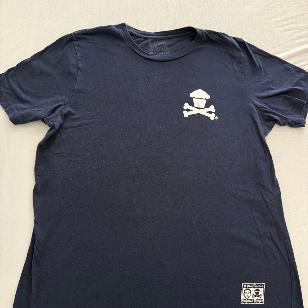 Johnny Cupcakes Navy Blue Skull Graphic Tee XL
